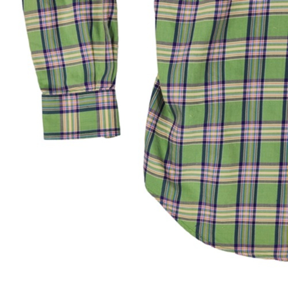 Bobby Jones Collection XS Button Down Shirt Mens 14.5-15 Plaid Green Blue Italy‎ - Picture 12 of 13